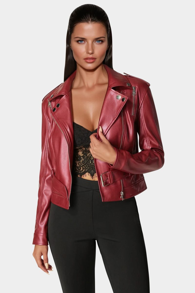 Metallic Vegan Leather Moto Jacket