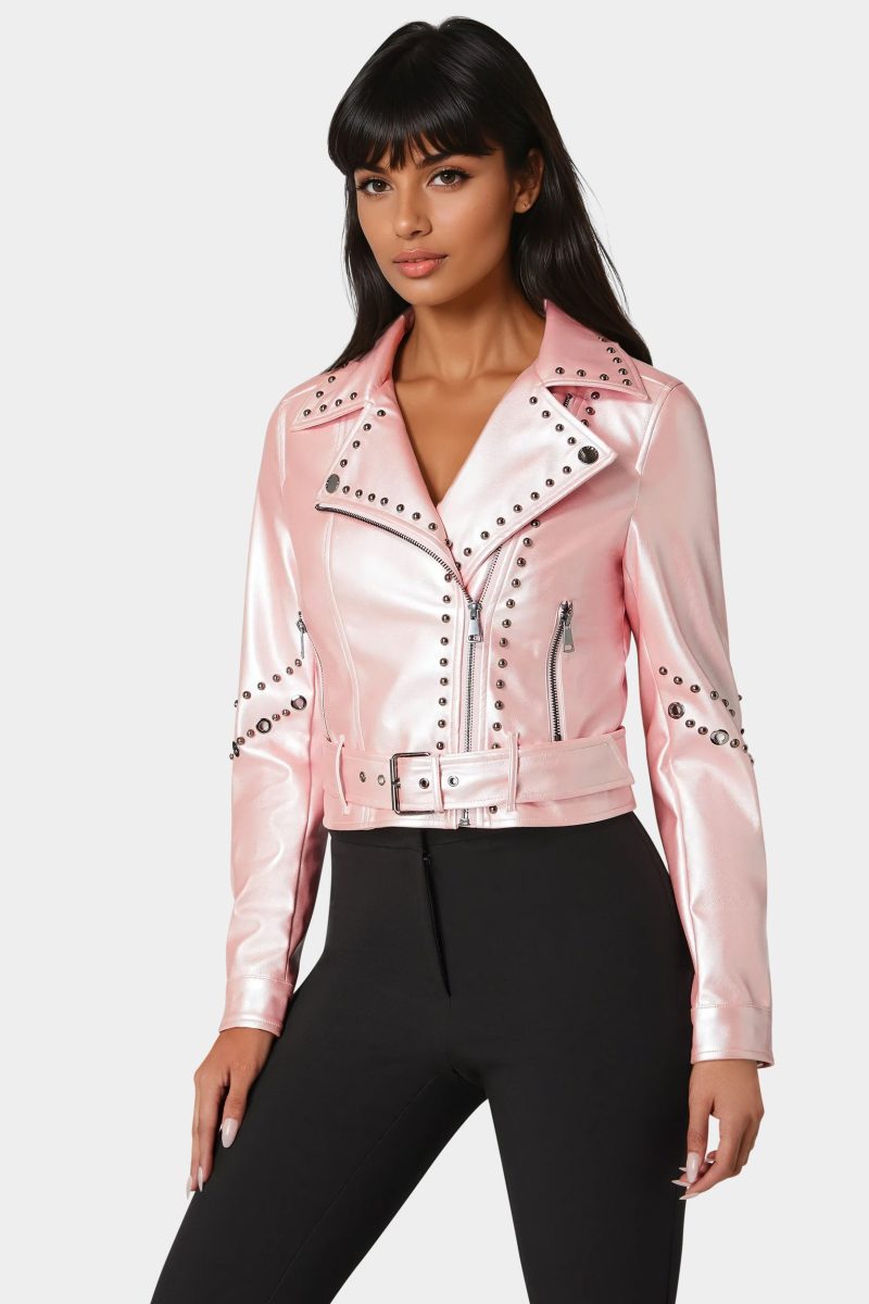Studded Vegan Leather Moto Jacket