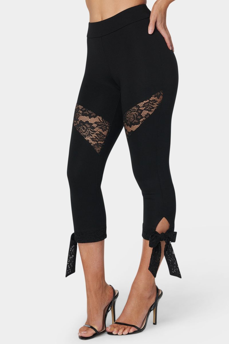 Lace Insert Bow Capri Legging