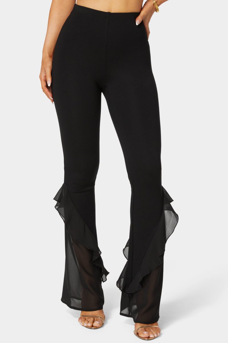 High Waist Flared Leg Knit Pant