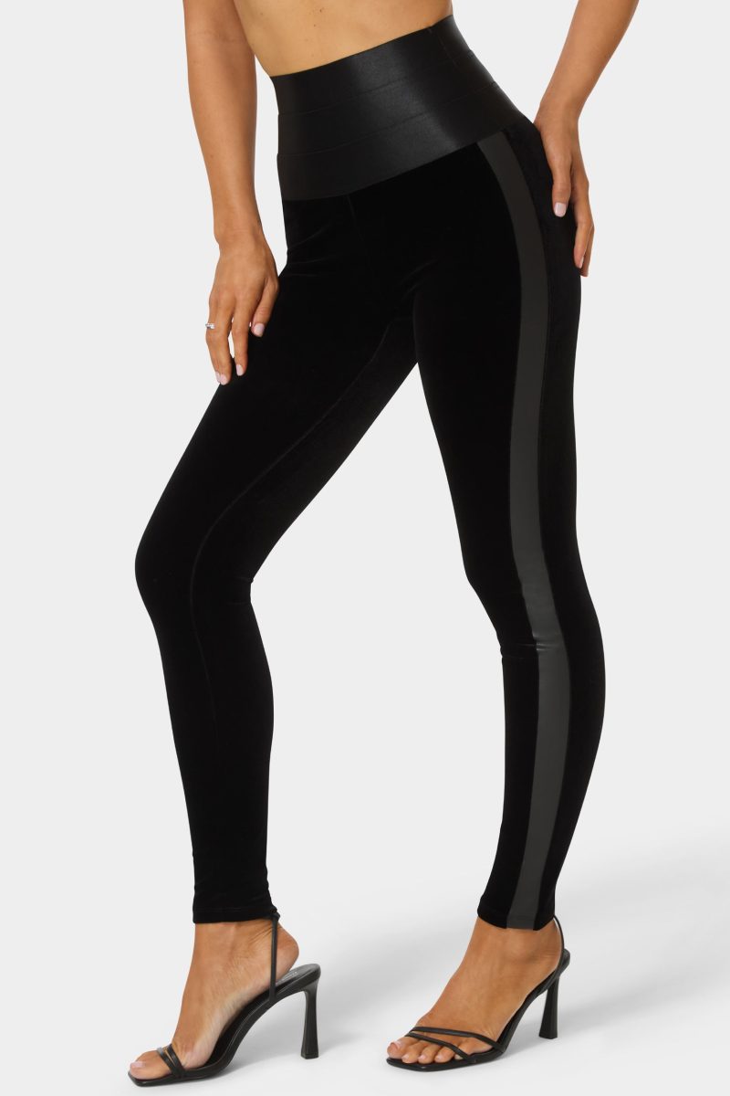 High Waist Elastic Waistband Velour Legging