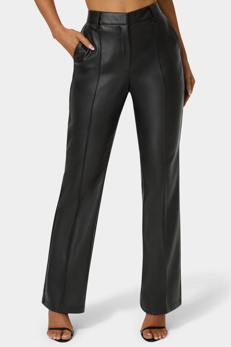 High Waist Vegan Leather Fit & Flare Pant