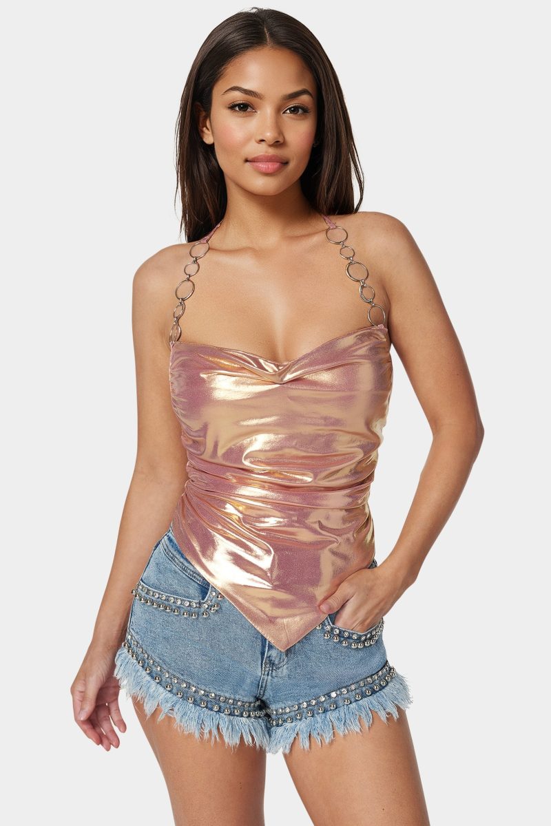 Metallic Handkerchief Top