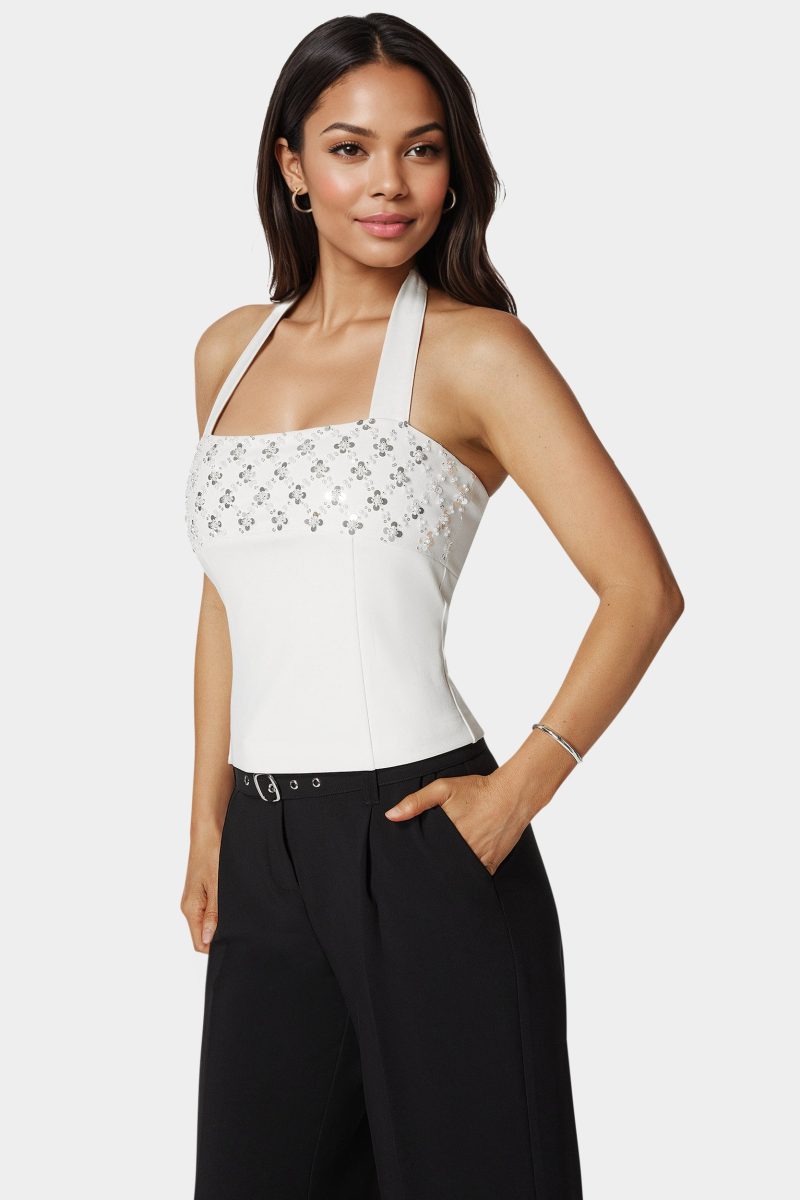 Halter Neck Bead Sequin Top