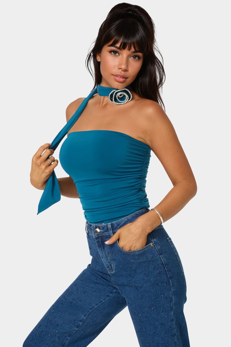 Jewel Rosette Scarf Top