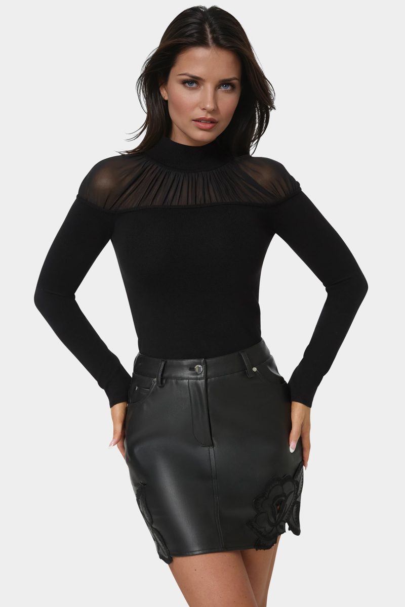 Mesh Insert Long Sleeve Sweater