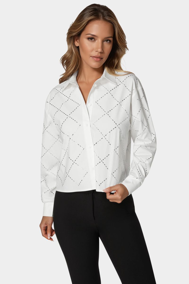 Rhinestone Long Sleeve Blouse