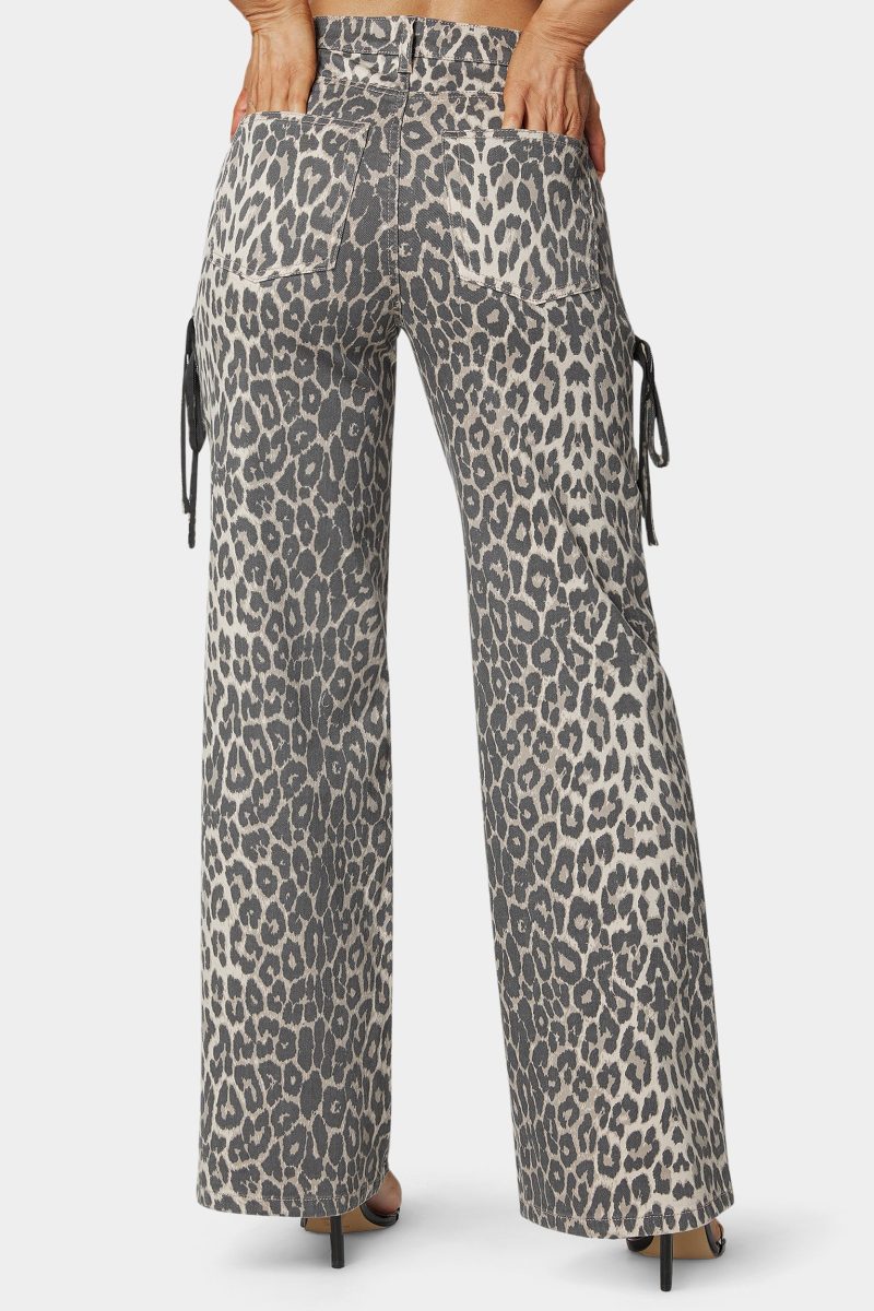 High Waist Cheetah Print Wide Leg Jeans