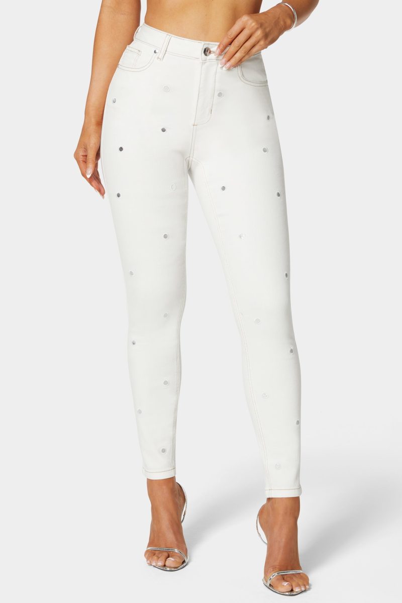 High Waist Mirror Effect Skinny Leg Jeans