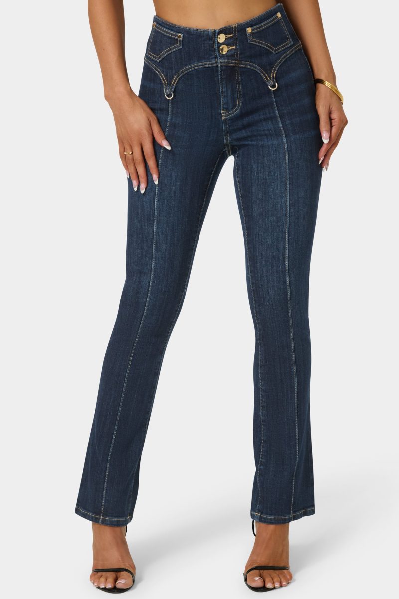 Natural Waist Mini Bootcut Leg Jeans