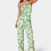 Linen Front Knot Palazzo Leg Jumpsuit