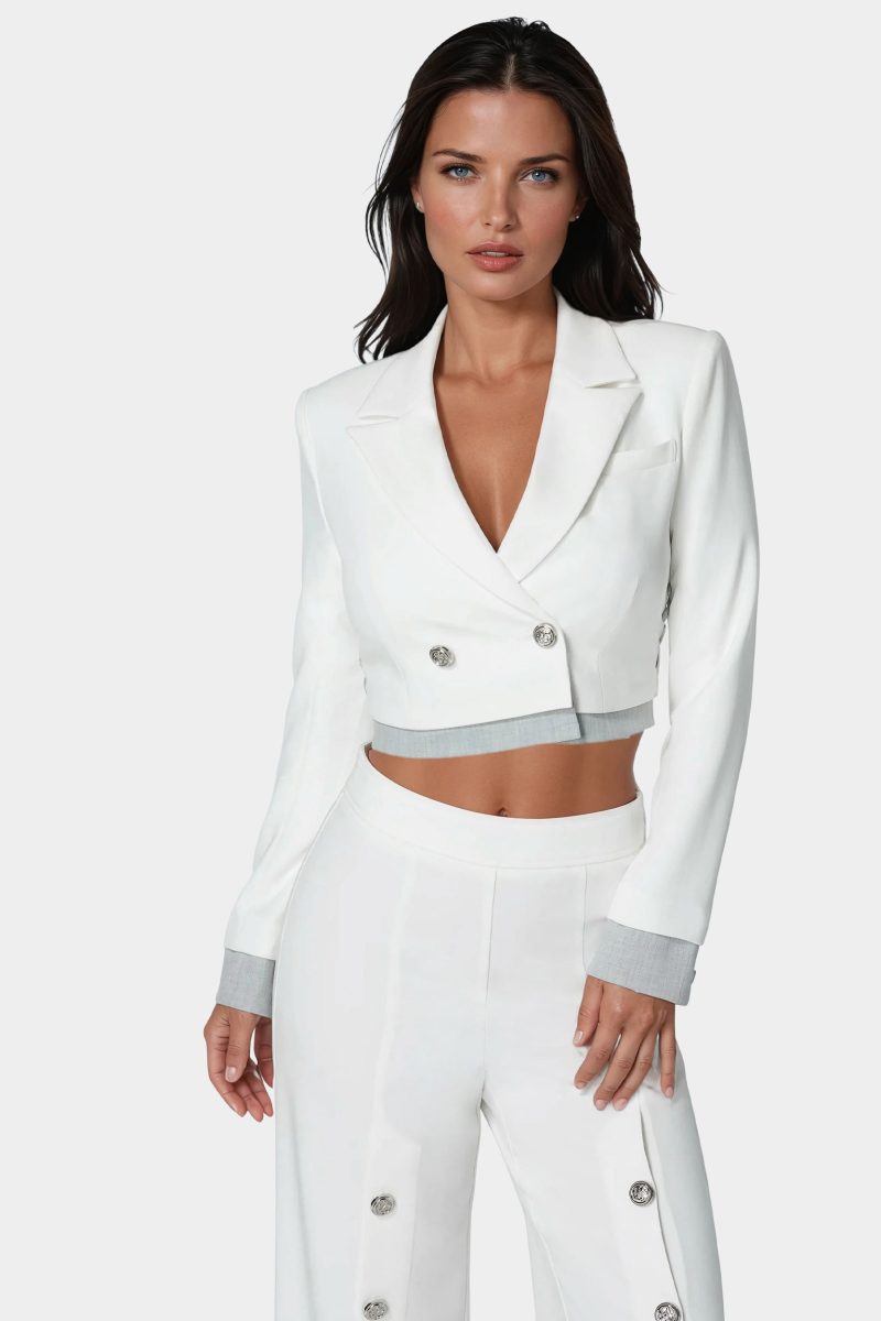 Cropped Eyelet Blazer