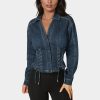 Fitted Corset Lace Up Denim Jacket