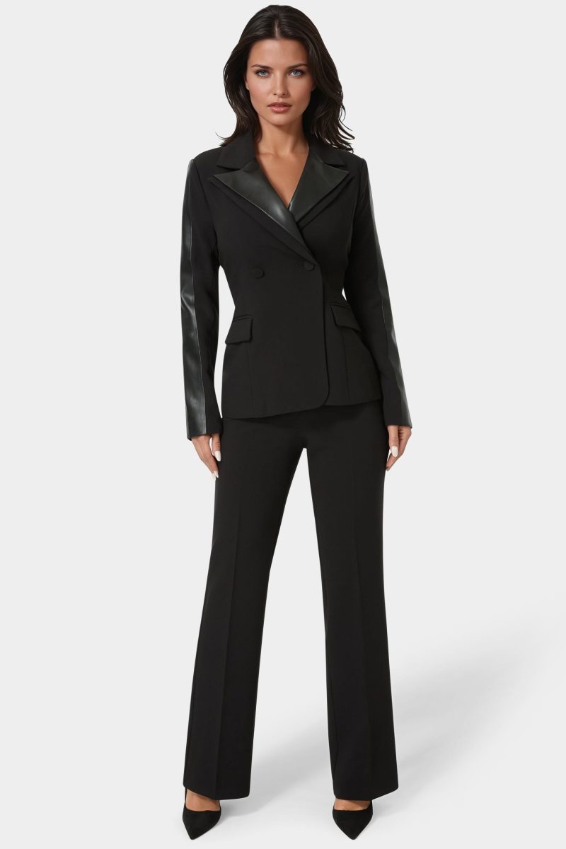 Tailored Vegan Leather Combo Blazer