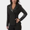 Tailored Vegan Leather Combo Blazer