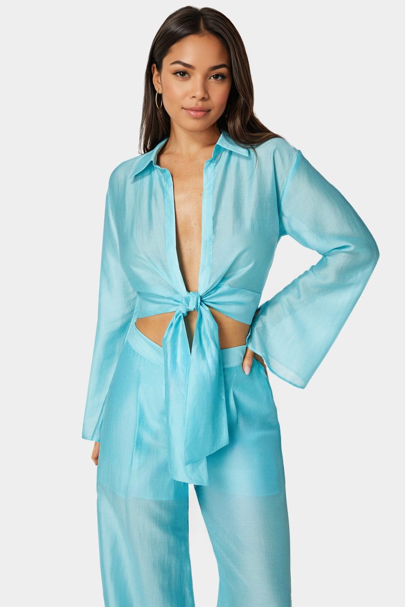 Front Tie Flowy Blouse