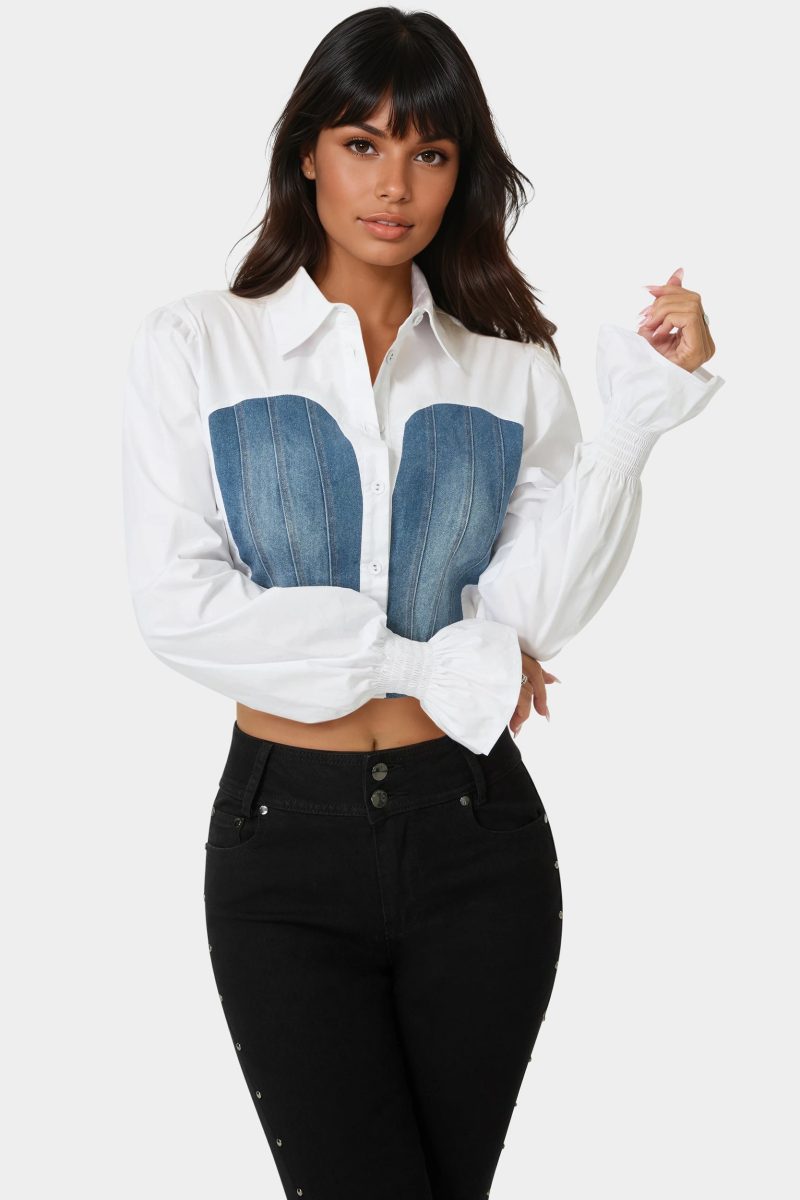 Poplin Denim Top