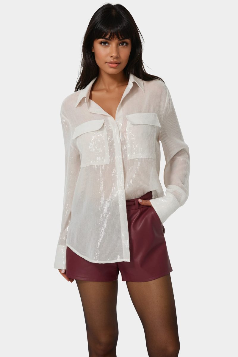 Sequin Long Sleeve Blouse