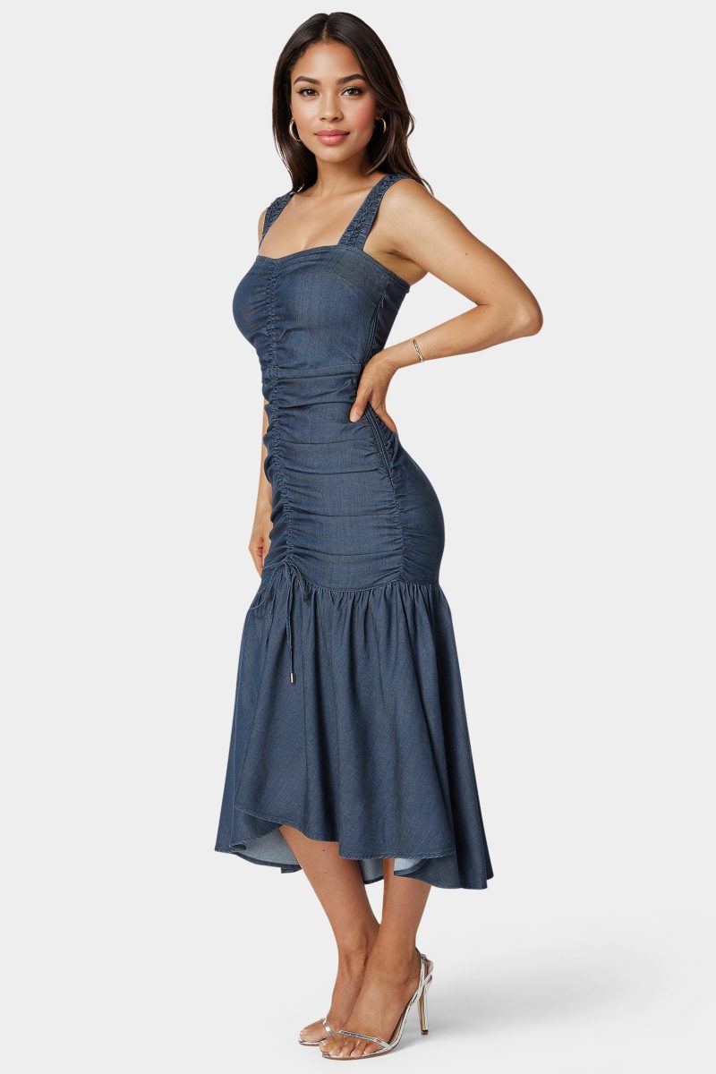 Ruched Denim Dress