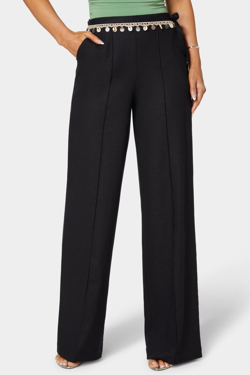 Natural Waist Linen Straight Leg Pant