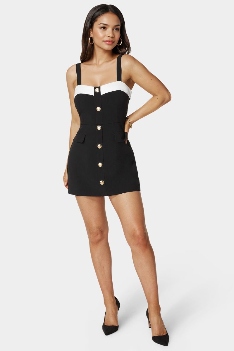Woven Twill Button Down Bustier Romper
