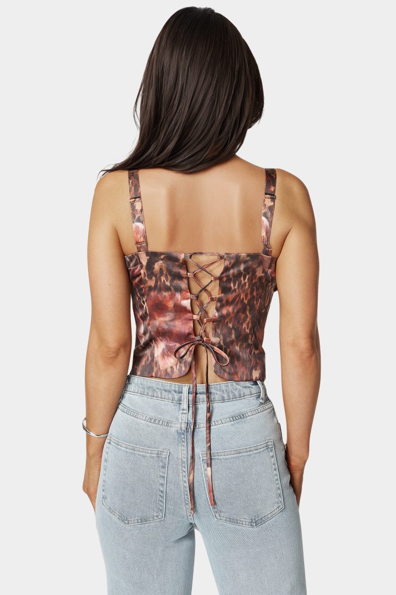 Tie Front Ruched Bust Satin Corset