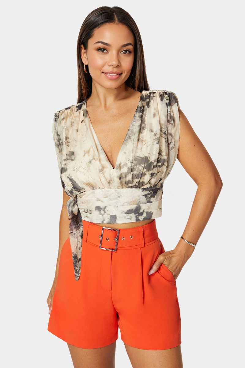 Sleeveless Tie Wrap Blouse