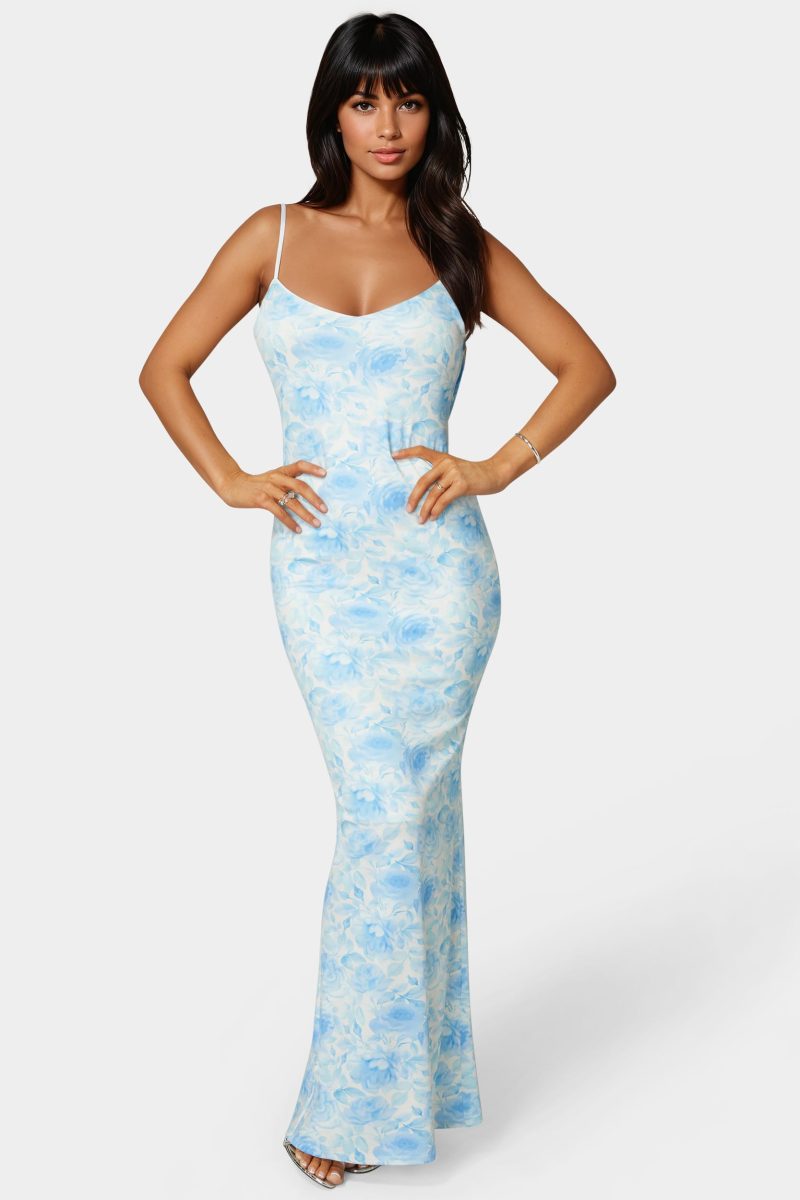 Backless Lace Inset Maxi Dress