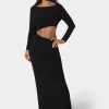 Asymmetric Cut Out Long Sleeve Maxi Dress