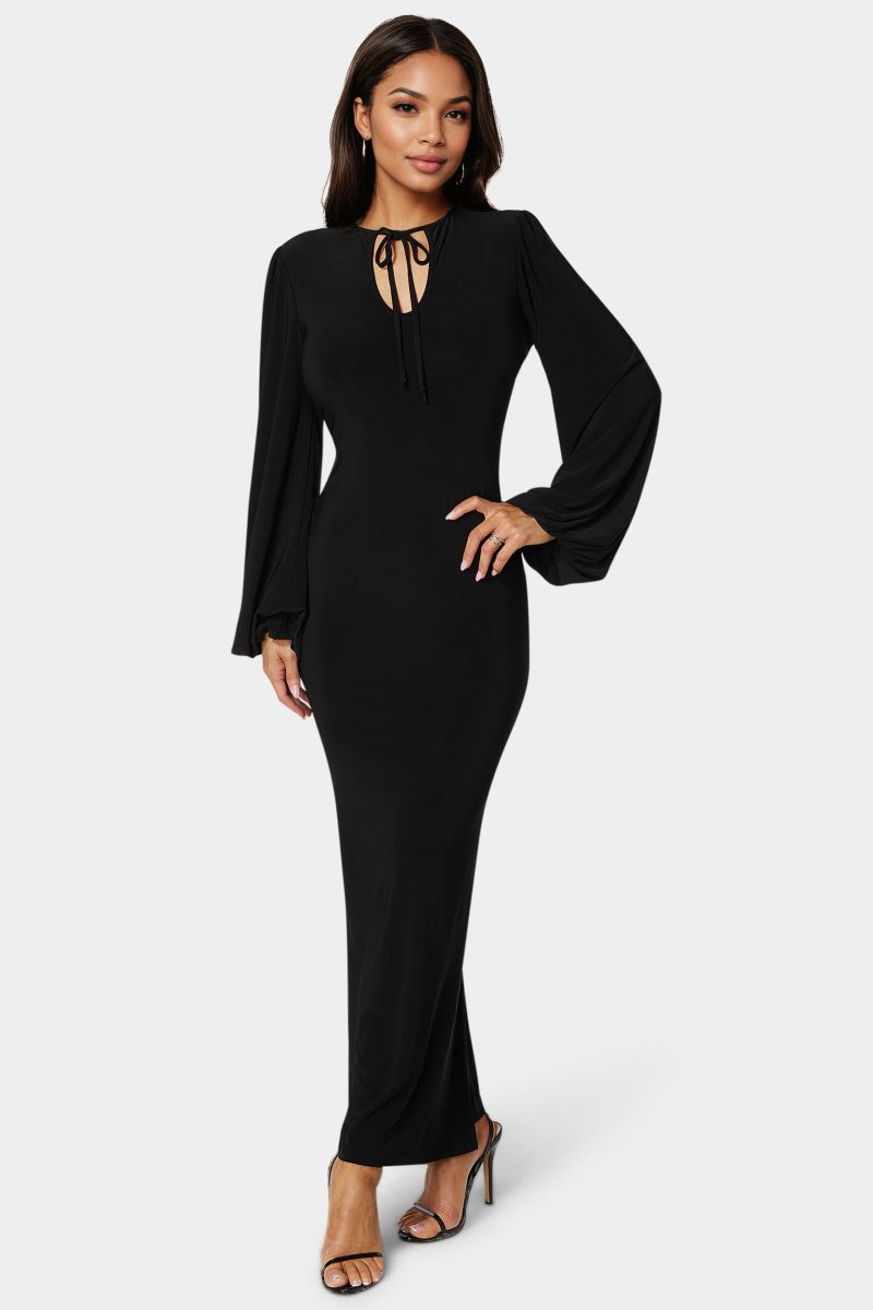 Poet Sleeve Tie Neck Maxi Dress