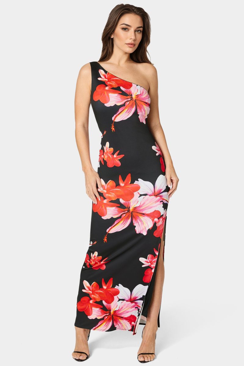 One Shoulder High Slit Maxi Dress