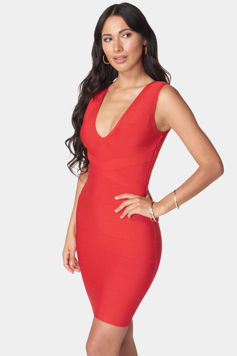 Double V Mini Bandage Dress