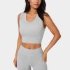 Double Layer Front Seamless Crop Tank