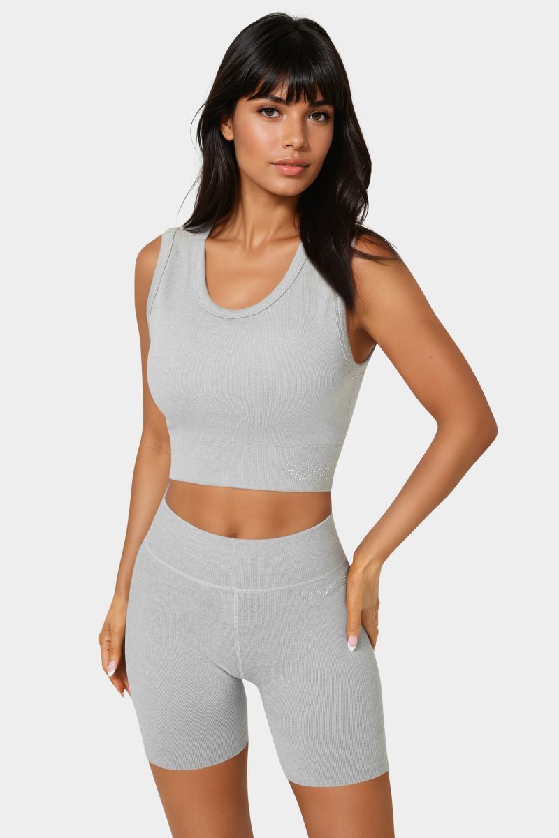 Double Layer Front Seamless Crop Tank