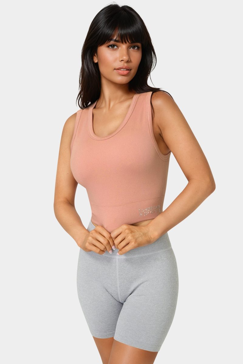 Double Layer Front Seamless Crop Tank