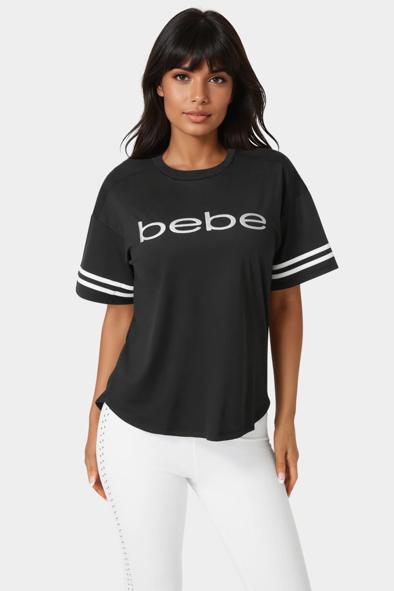 Curved Hem Active Top With Glitter Logo