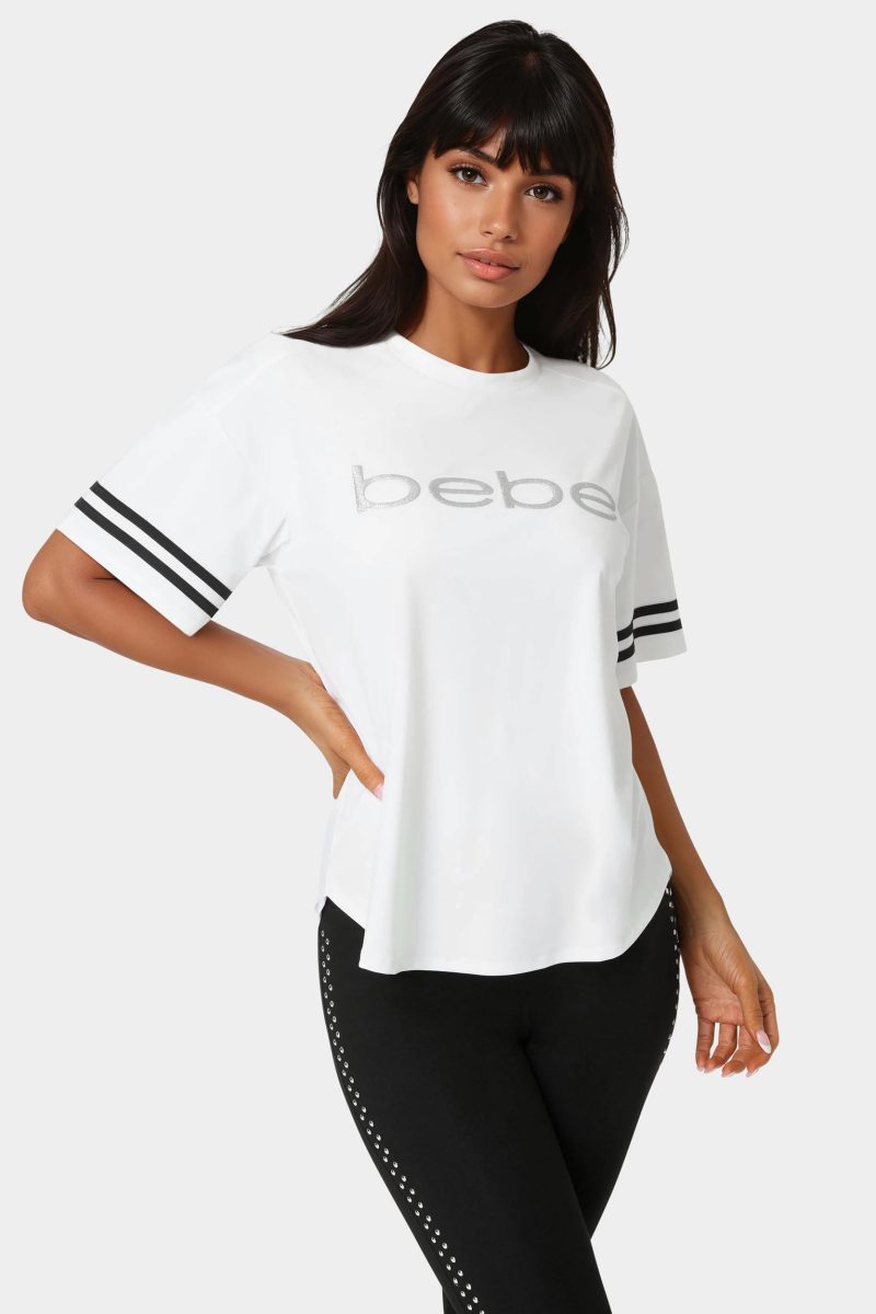 Curved Hem Active Top With Glitter Logo