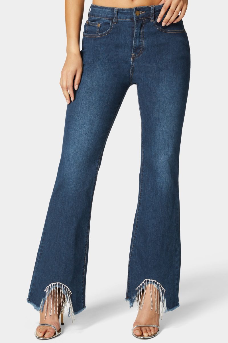 Flare Pant With Rhinestone Fringe