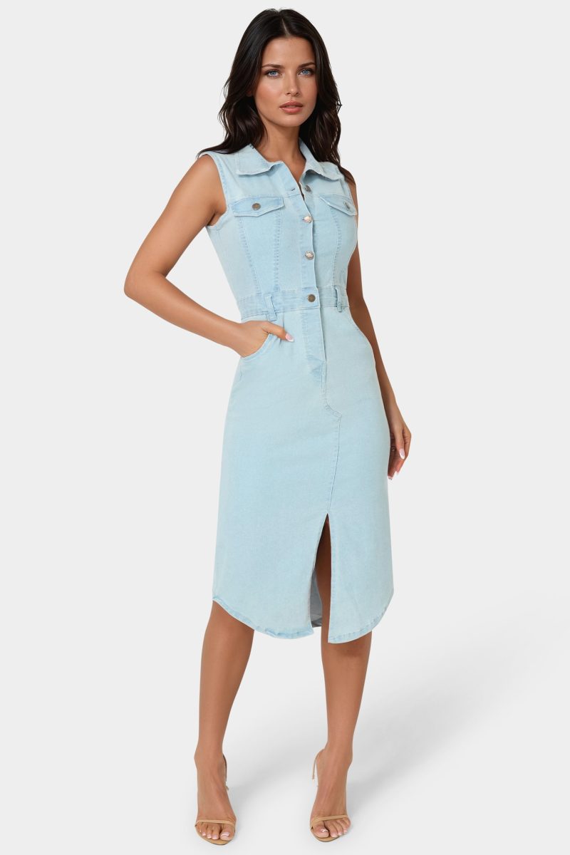 The Sleeveless Midi Shirt Dress
