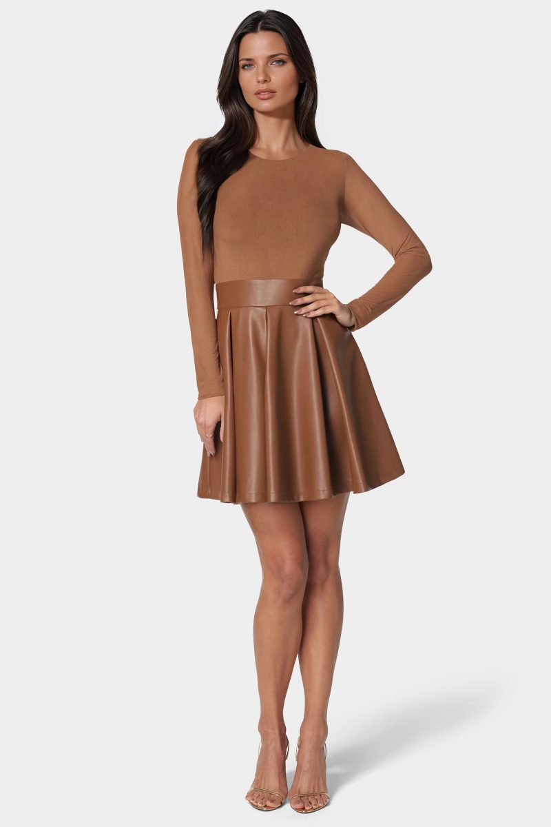 Faux Leather Flare Dress