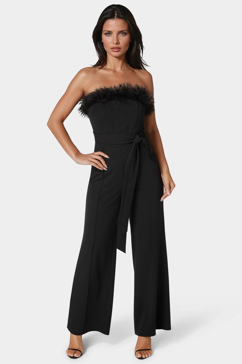 Strapless Feather Jumpsuit
