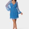 Tiered Twist Front Lurex Mini Dress