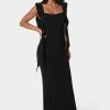 Cascade Ruffle Knit Slip Maxi Dress