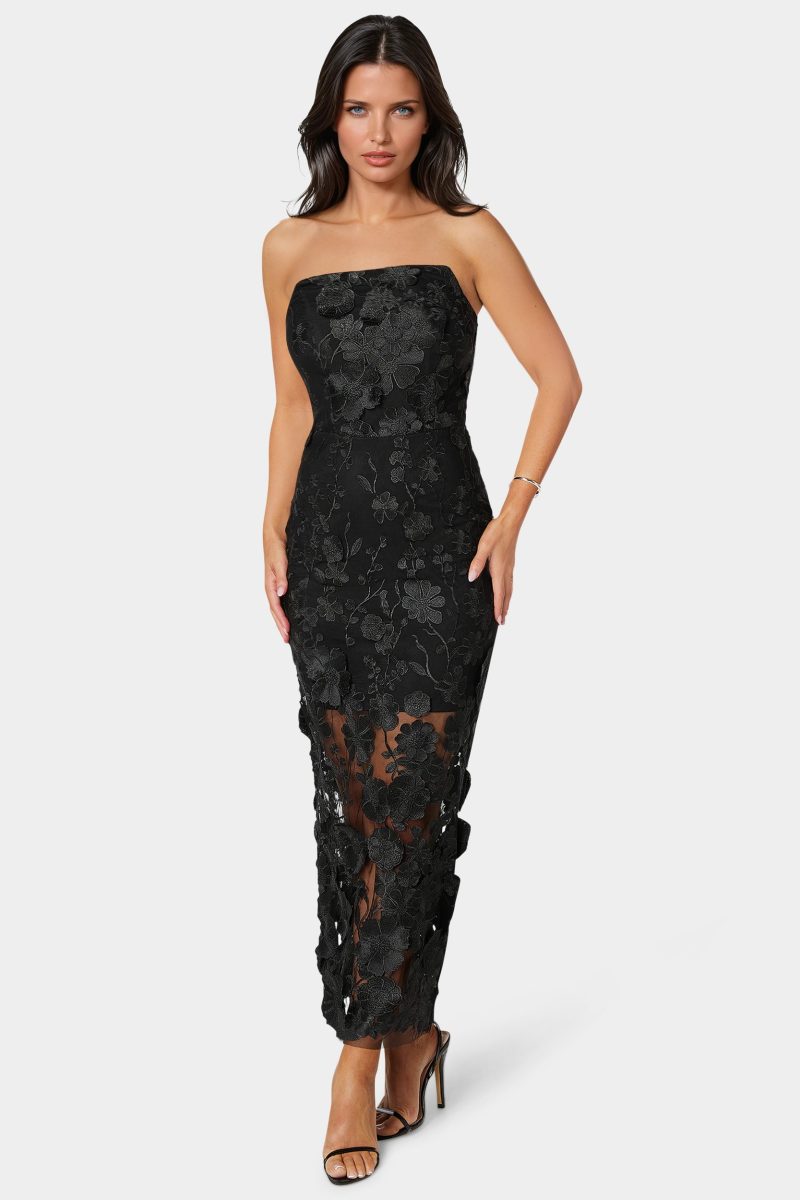 3D Floral Strapless Gown