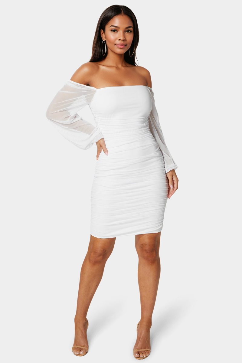 Blouson Sleeve Ruched Mini Dress
