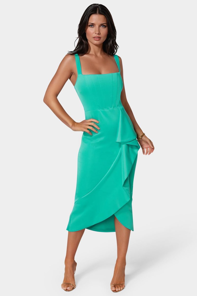 Scuba Bustier Ruffle Wrap Dress