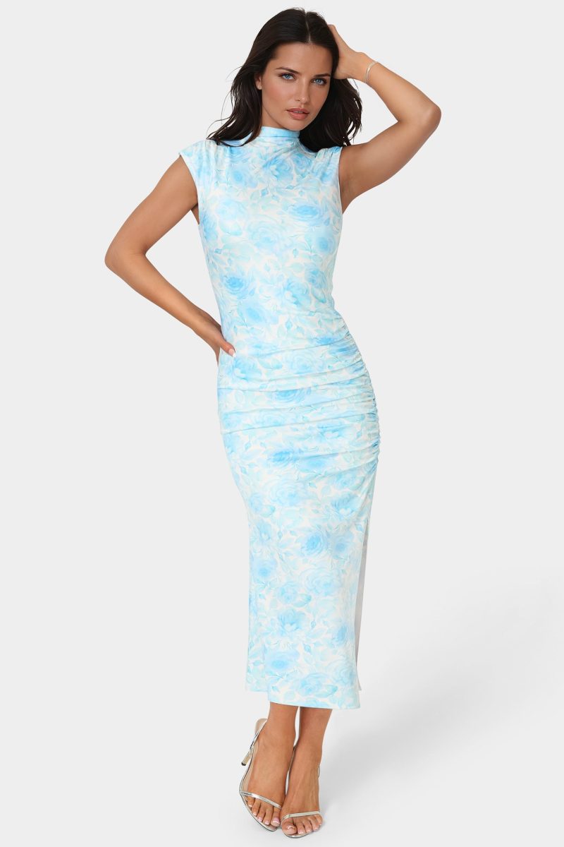 Jersey Mock Neck Maxi Dress