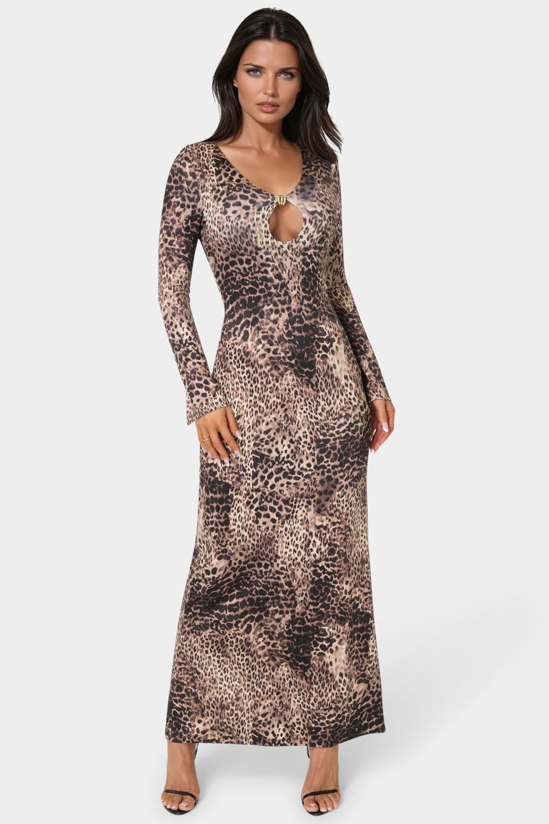 Long Sleeve Keyhole Maxi