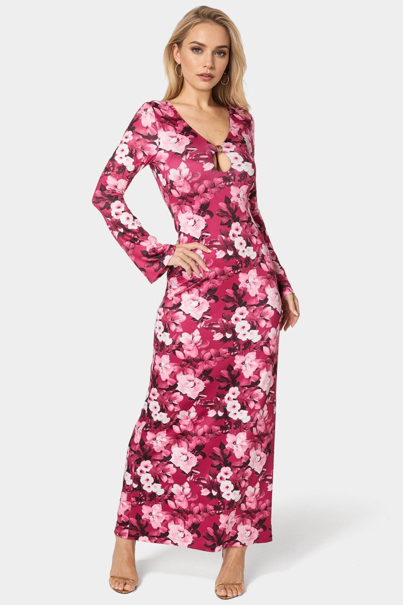 Long Sleeve Keyhole Maxi