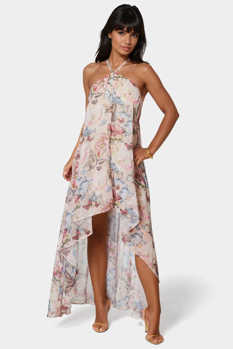 High Low Chiffon Maxi Dress